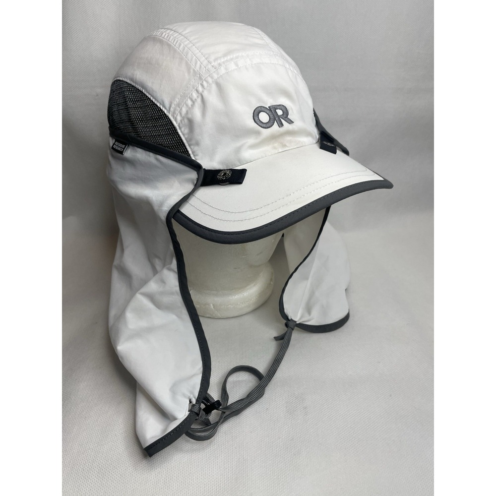 Outdoor Research Sun Runner Cap Removable Neck Flap Size XL White Dark Grey Hat